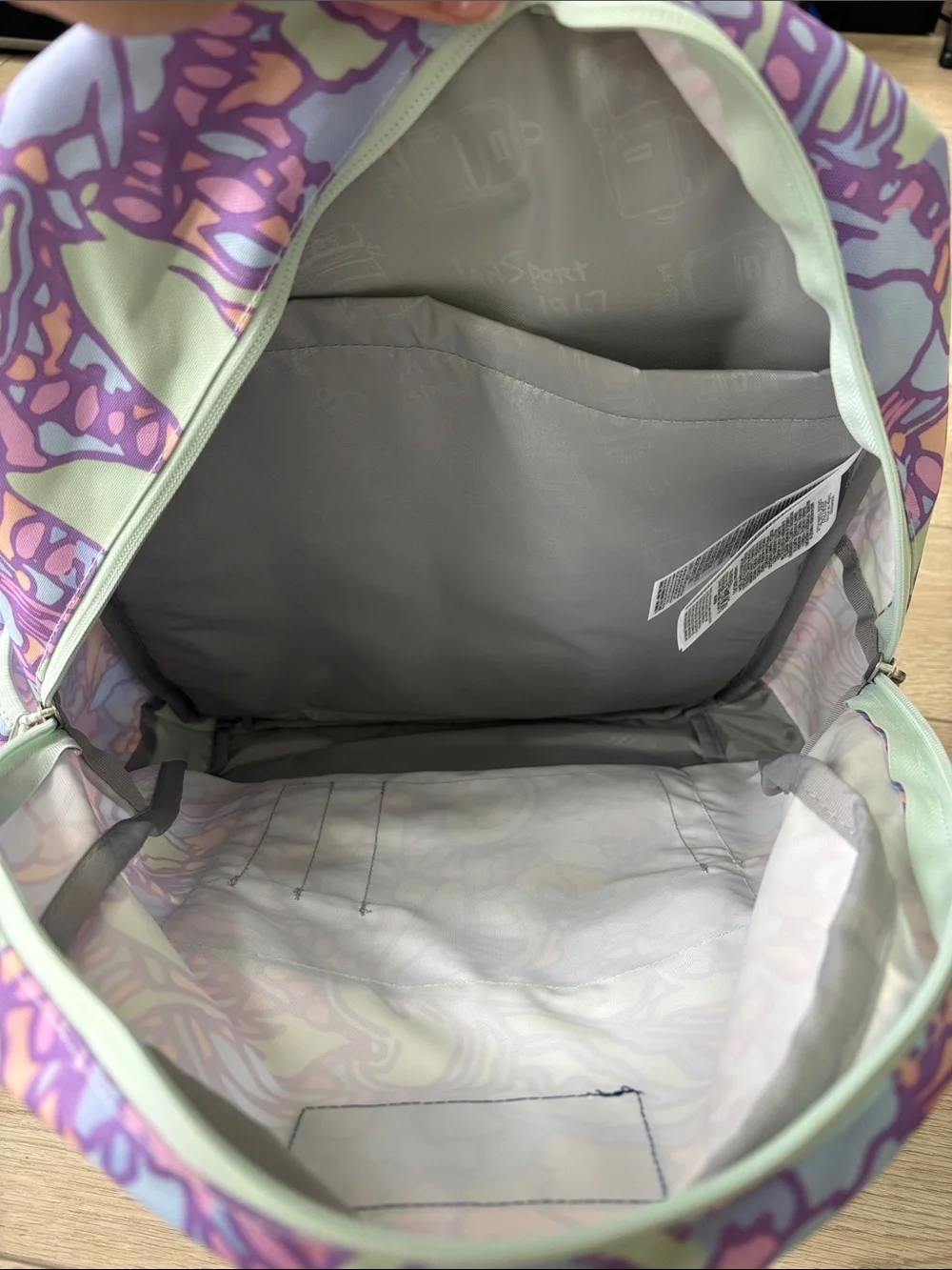 Jansport Pastel Floral Backpack in Lavender and Mint
